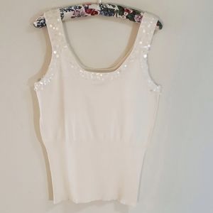 Sequin Knit Top, by PowWow, Cream, Sz Lg